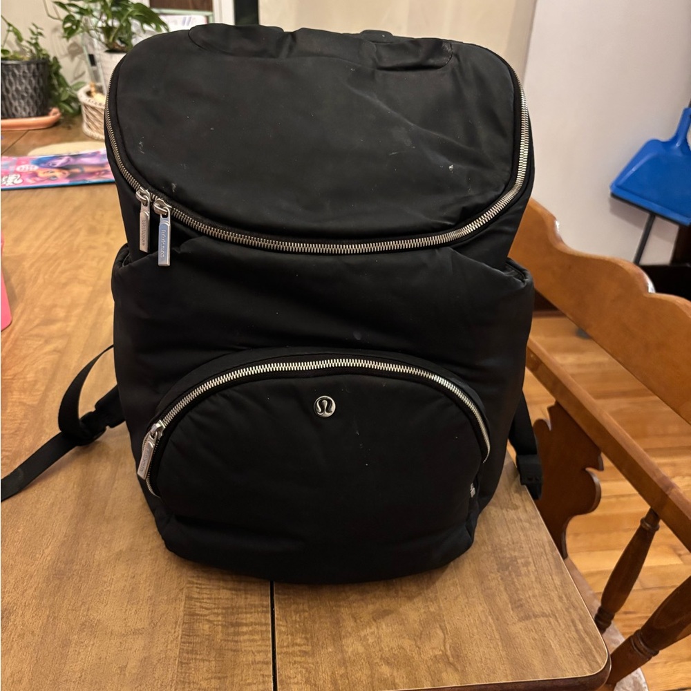 lululemon athletica Black Backpack with Silver Accents